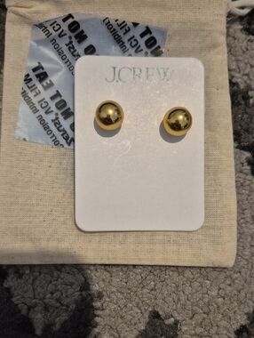 J.Crew Gold Ball Stud Earrings - Classic Gold Tone New With Tag.